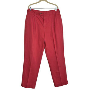 Tommy Hilfiger Mens Pants 36x32 Pink Pleated Cuffed Chino Pockets Preppy 90s
